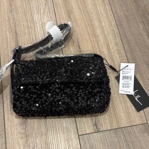 Nicole Miller Black Sequin Evening Clutch